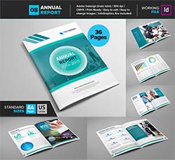 indesign模板－年终报刊(36页/通用型)：Clean Corporate Annual Report V8